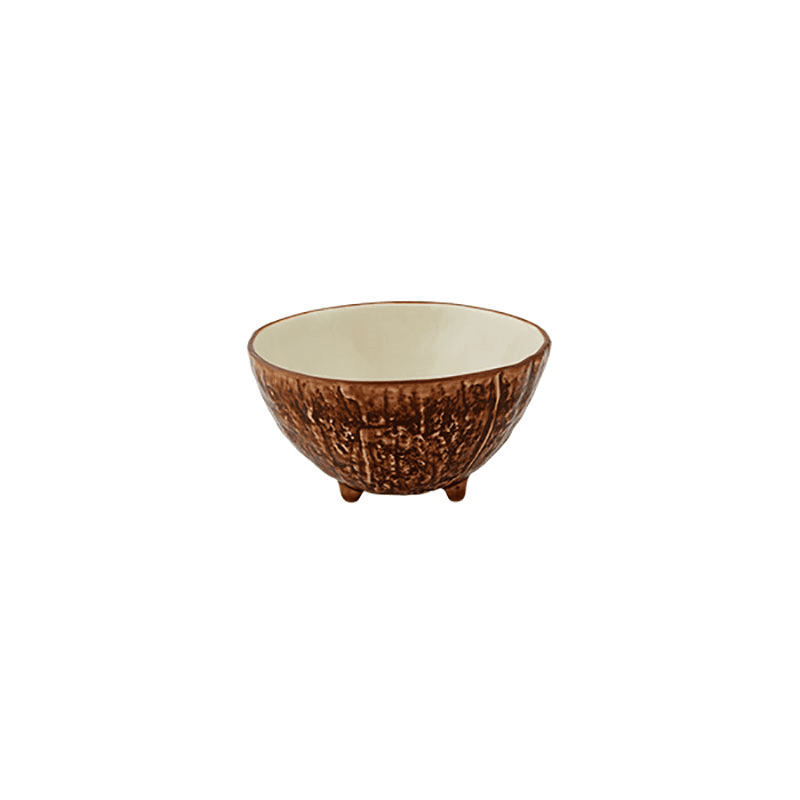 Tropical Fruits Coconut Bowl, Brown/White