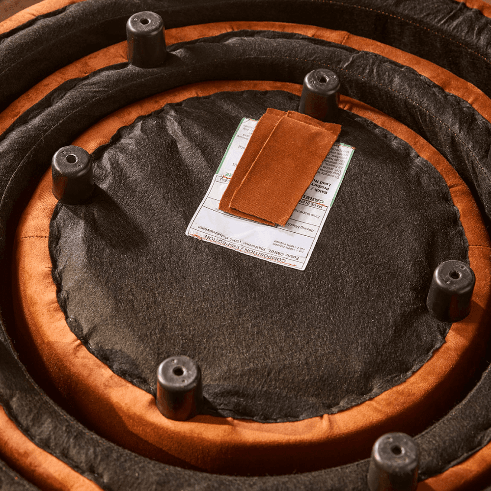 Three Stacking Ottomans, Burnt Orange Velvet