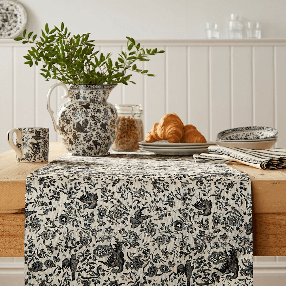 Regal Peacock Table Runner, Charcoal