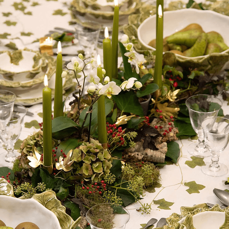 Ivy Herbarium Linen Tablecloth, Green