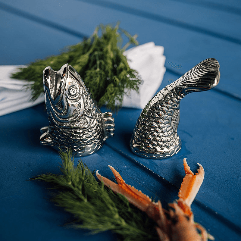 Fish Salt and Pepper Set, Silver