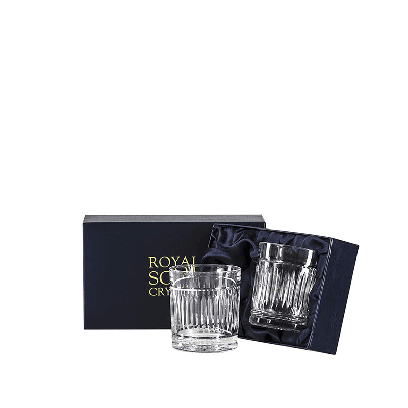 Art Deco Set of 2 Large Tumblers, Clear