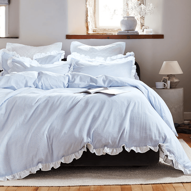 Cotton Seersucker Stripe Duvet Set