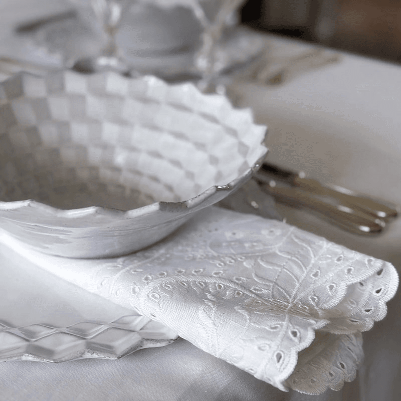 Broderie Anglaise Linen Napkin, White