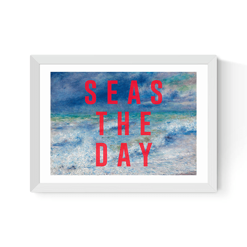 The 13 Prints Seas the Day Print, White Frame