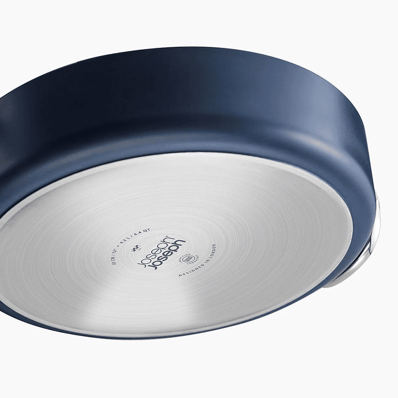 Space Folding Handle Ceramic Non-Stick Cookware Set, Midnight Blue