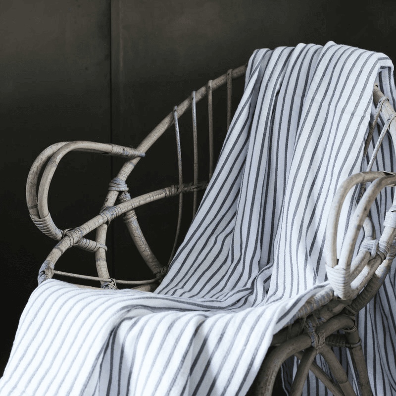 Hikari Striped Throw, Grey & White