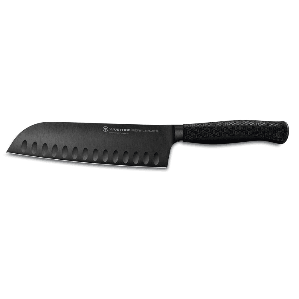Performer Santoku with Hollow Edge, Black