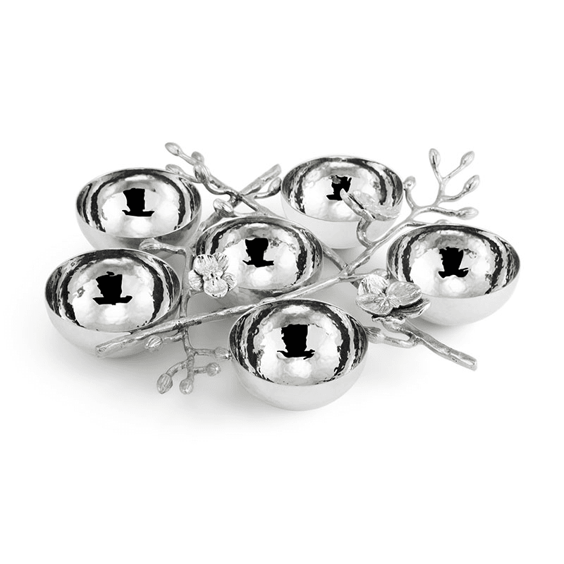 White Orchid 6 Compartment Serving Plate, White