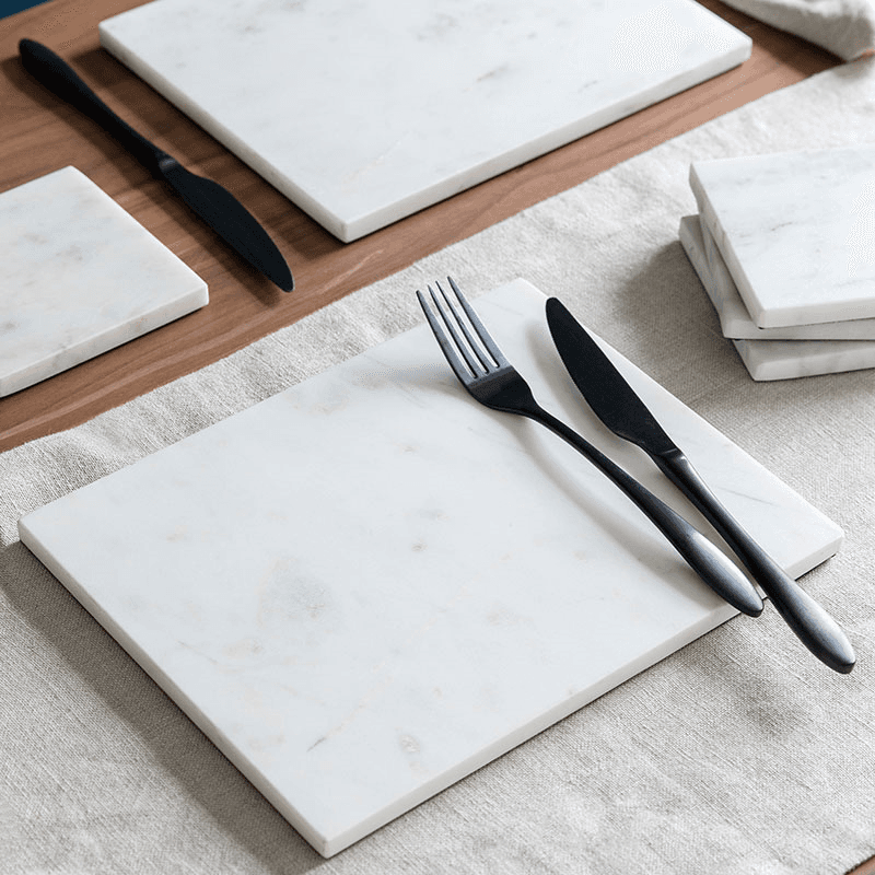 Marble Set of 2 Placemats, White