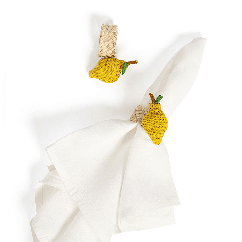 Set of 4 Napkin Rings, Lemon