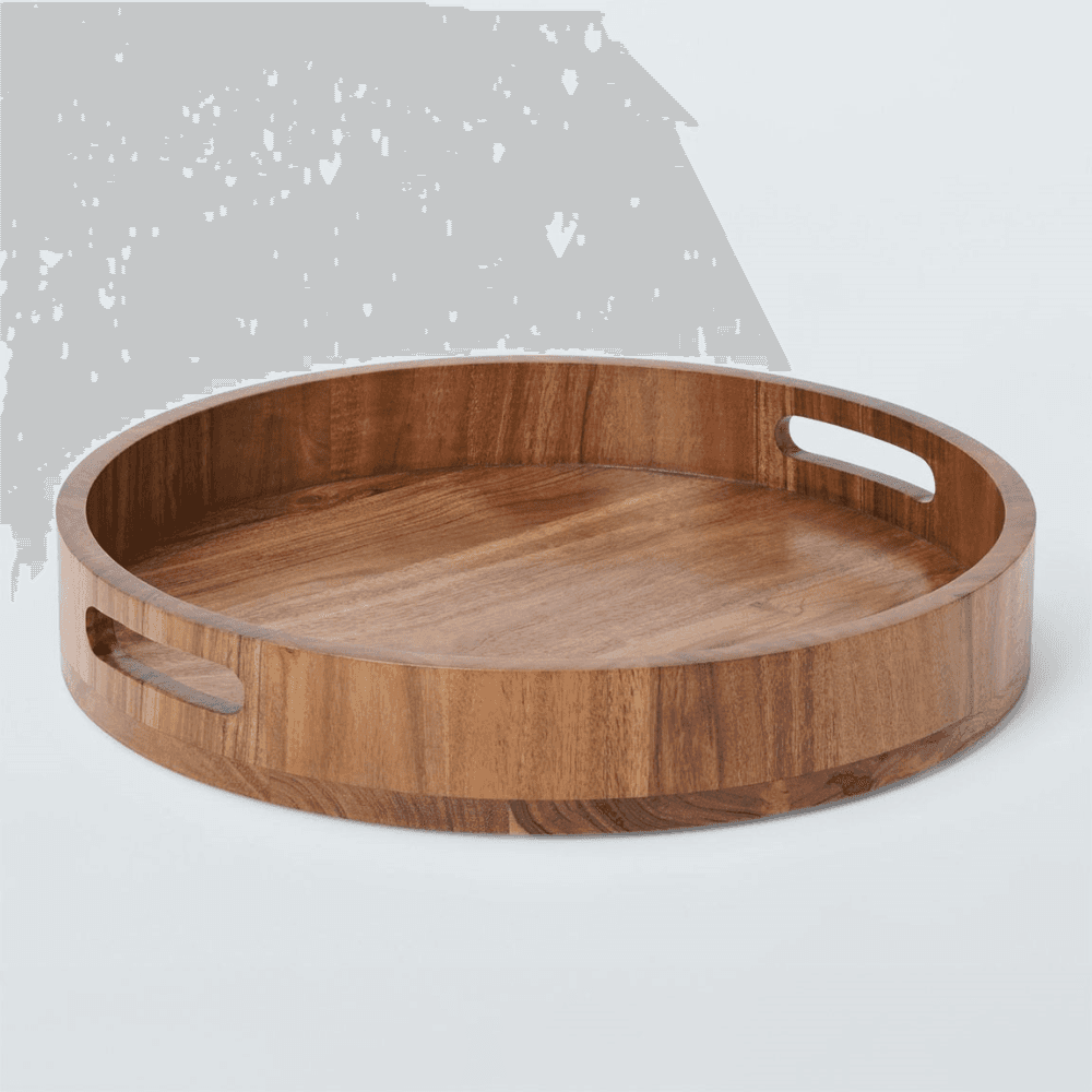 Deep Round Tray, Acacia Wood