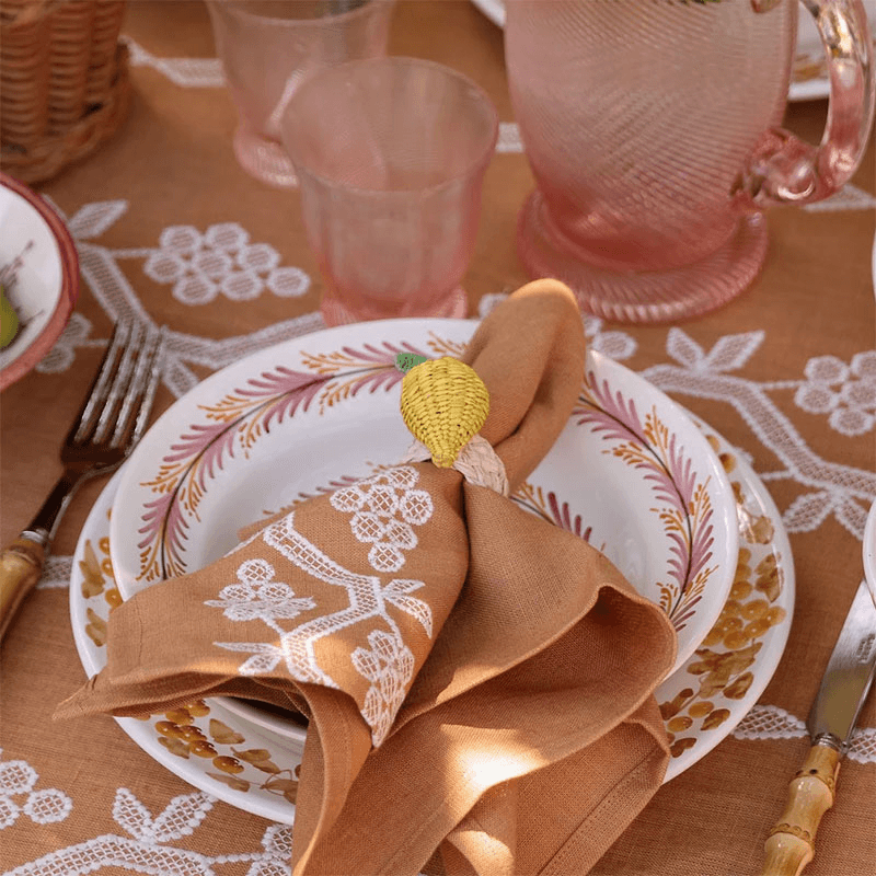 Set of 4 Napkin Rings, Lemon