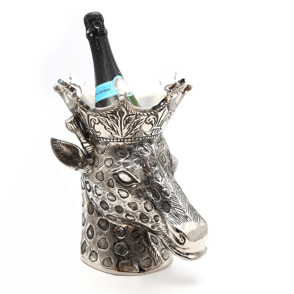 Regal Giraffe Bottle Holder, Silver
