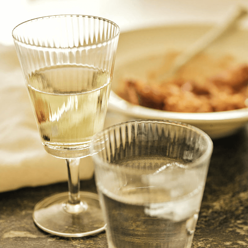 Fluted Set of 4 Wine Glasses, Clear