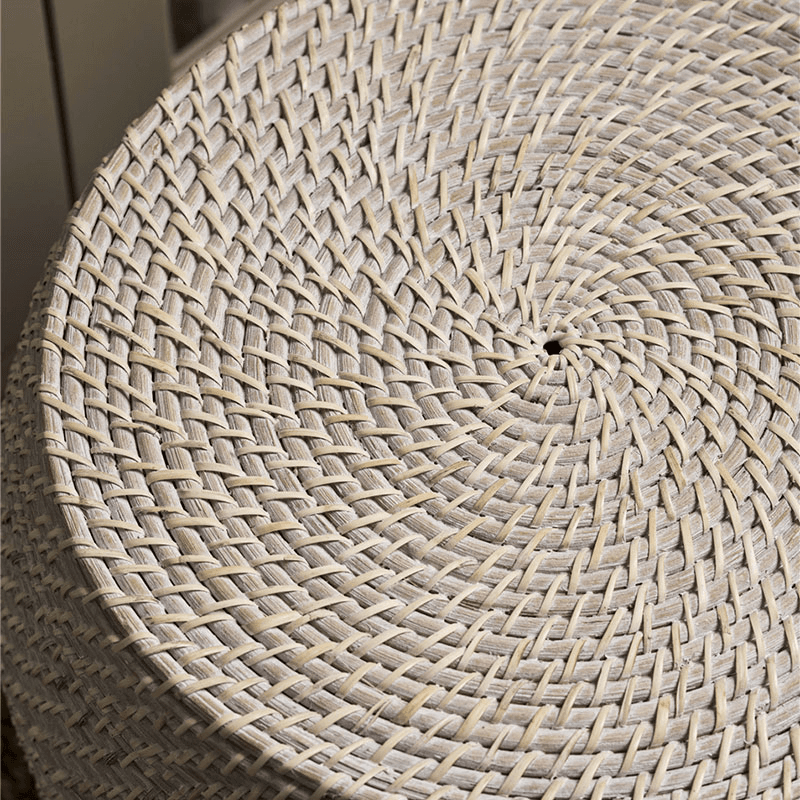 Wittering Rattan Side Table With Removable Lid, White
