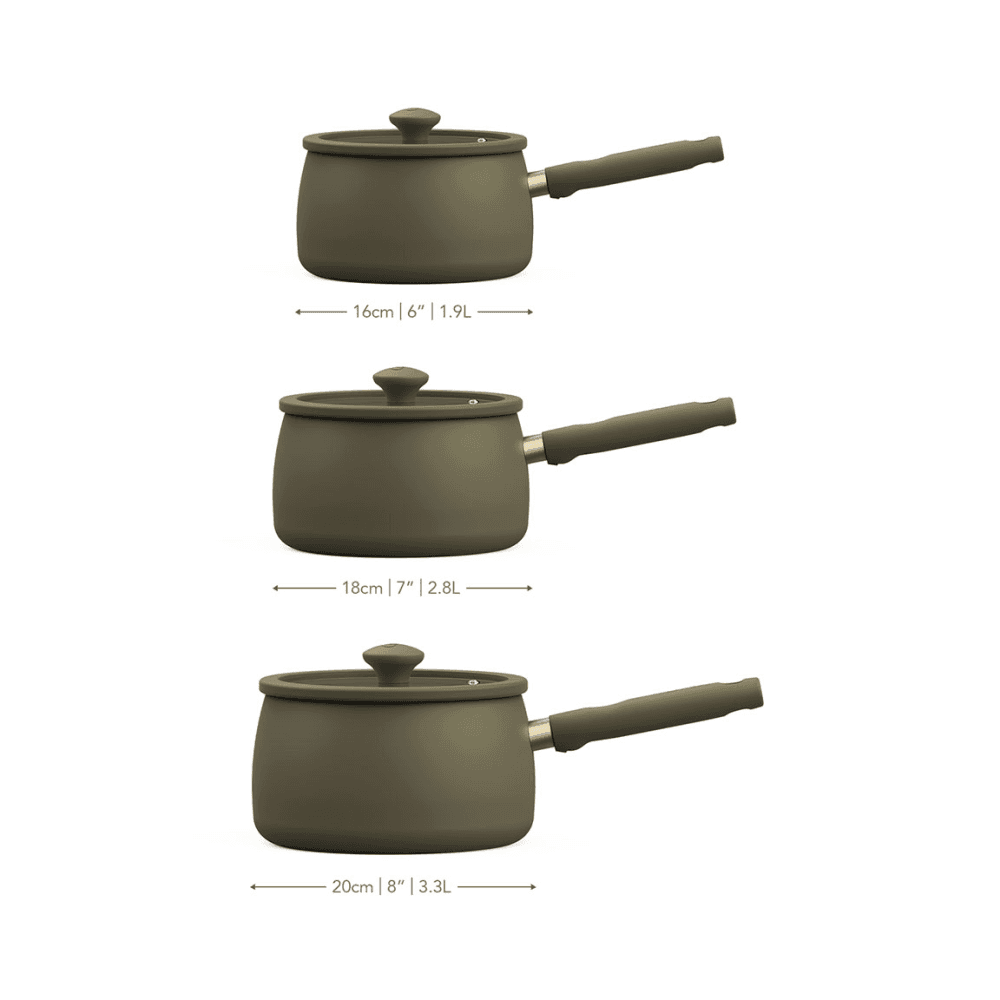 Ceramic Set of 3 Non-Stick Saucepans