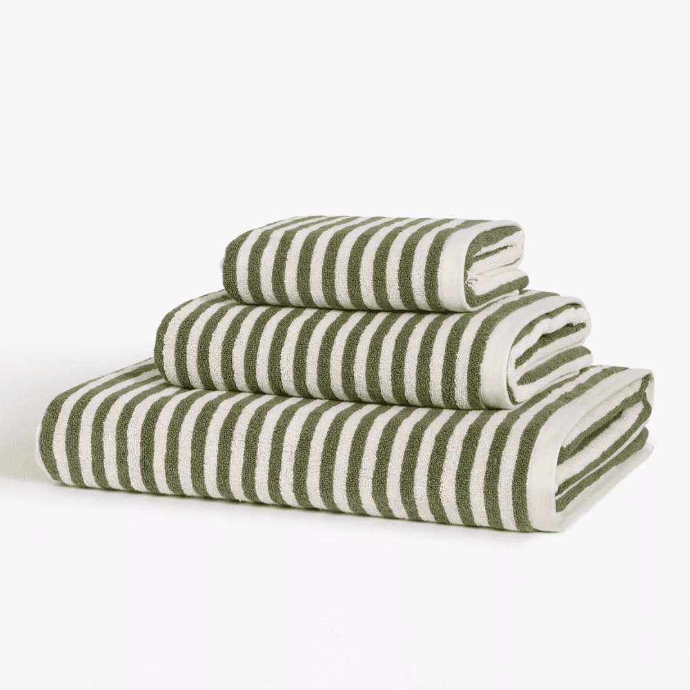 Fine Stripe Bath Towel, Avocado