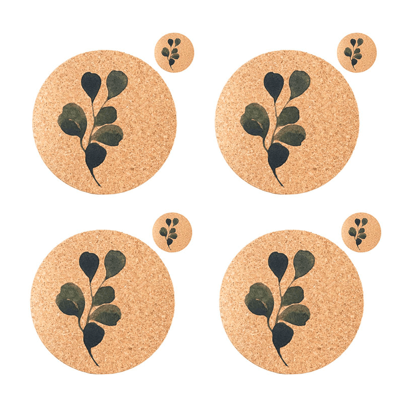 Flora Set of 4 Coasters & Placemats Set, Natural
