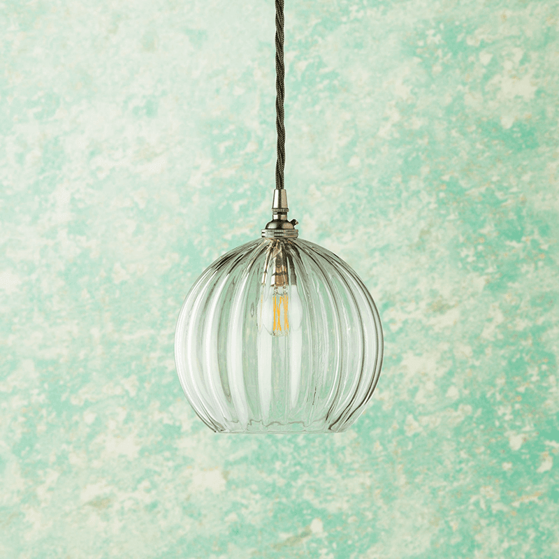 Pumpkin Pendant, Clear Glass