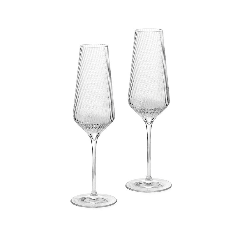 Swirl Set of 2 Champagne Flutes, Clear