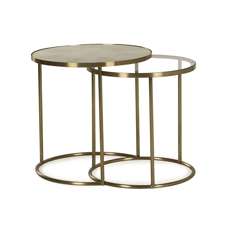 Ringo Pair of side tables, Brass And Faux Shagreen