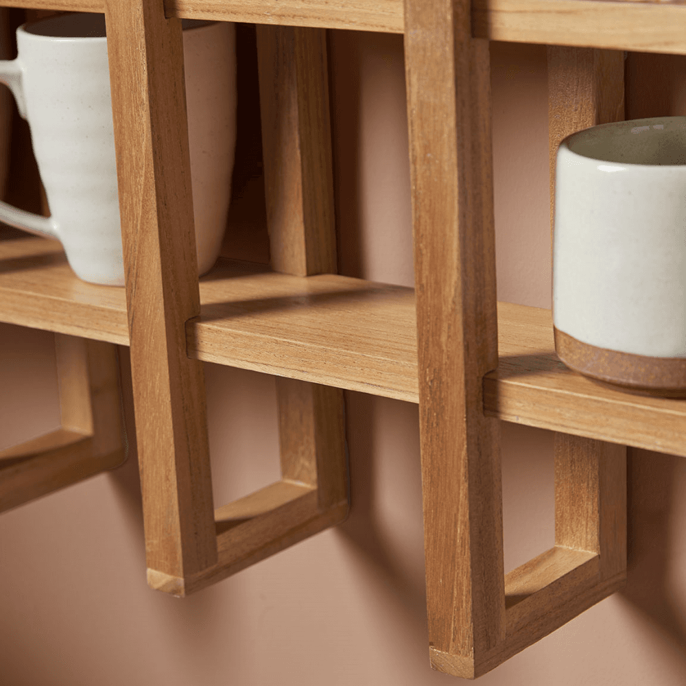 Teak Mug Shelf, Natural