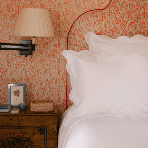 Image showing the Alexandra Wavy Scalloped Pair of Pillowcases, White product.
