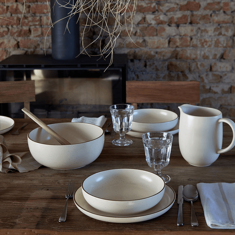 Monterosa Set of 6 Soup/Pasta Bowls, Cream Cocoa