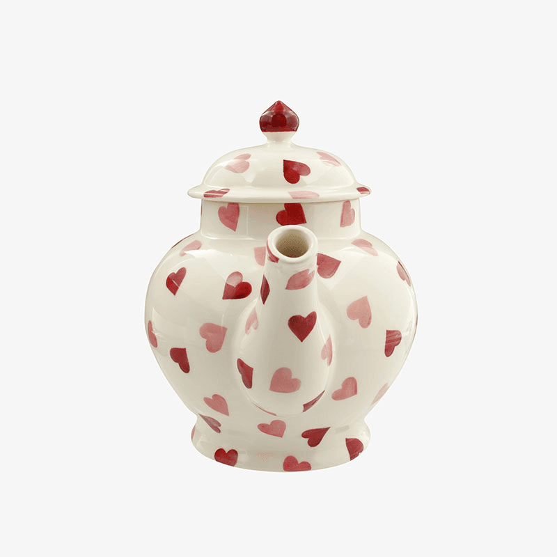 Pink Hearts Teapot, Cream