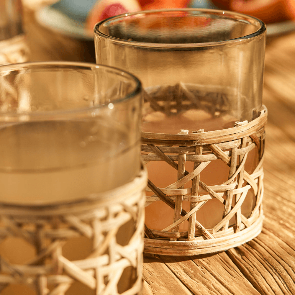 Leafield Woven Set of 4 Tumblers , Clear