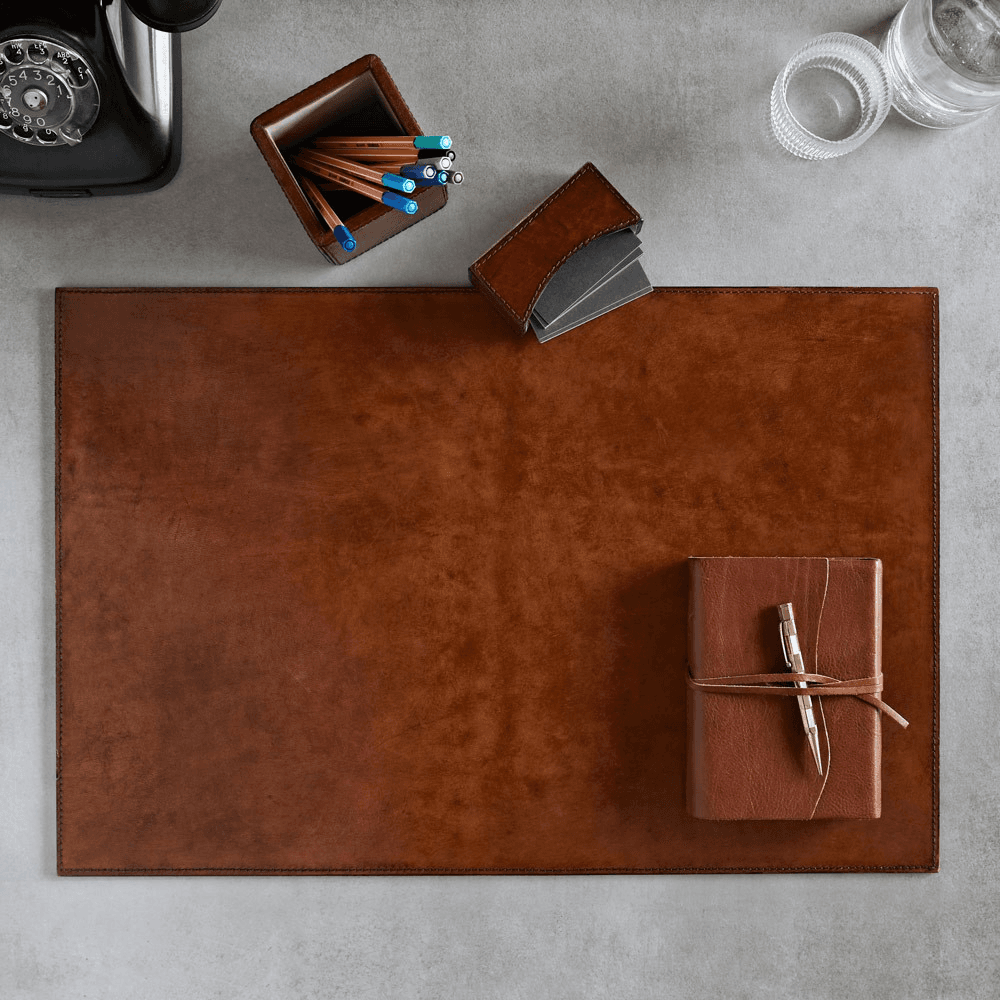 Desk Mat, Tan Leather