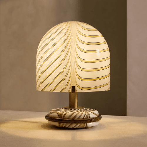 Image showing the Francesco Table Lamp, Italian Murano Glass & Antique Brass product.