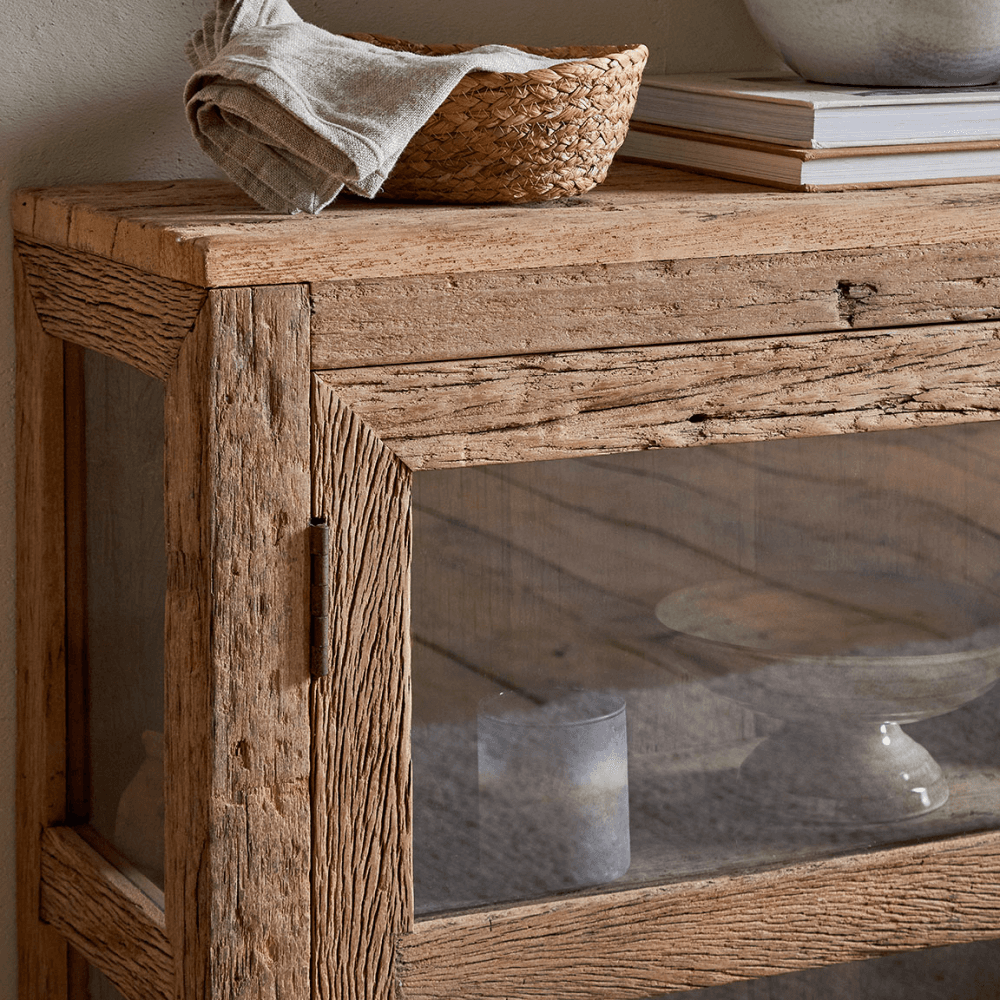 Ibo Reclaimed Wood & Glass Sideboard, Natural