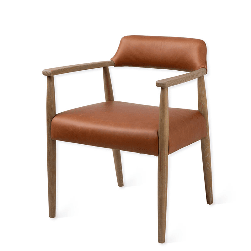 Rowden Leather Dining Chair, Ash Wood