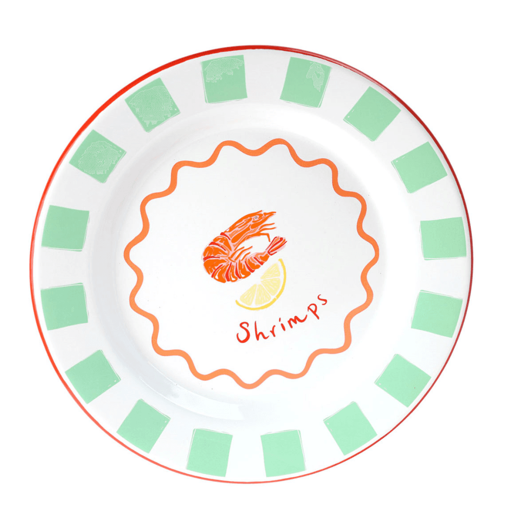 Bon appetit Enamel Plate, Shrimp