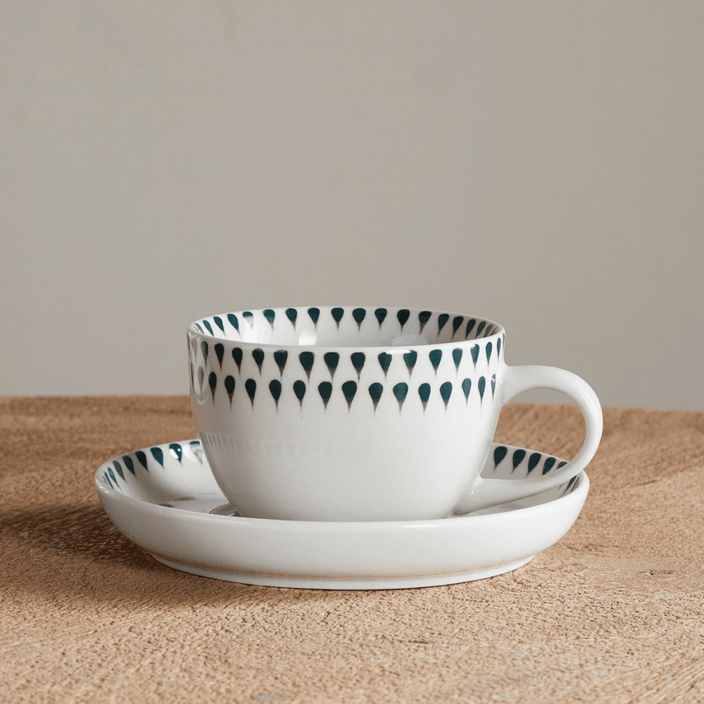 Juniper Drop Cup & Saucer, Green