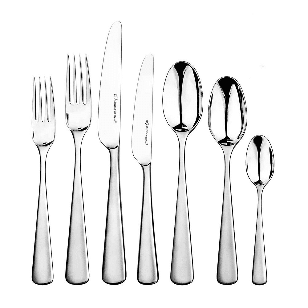 Mahogany 42 Piece Cutlery Set, Satin Finish Stainless Steel