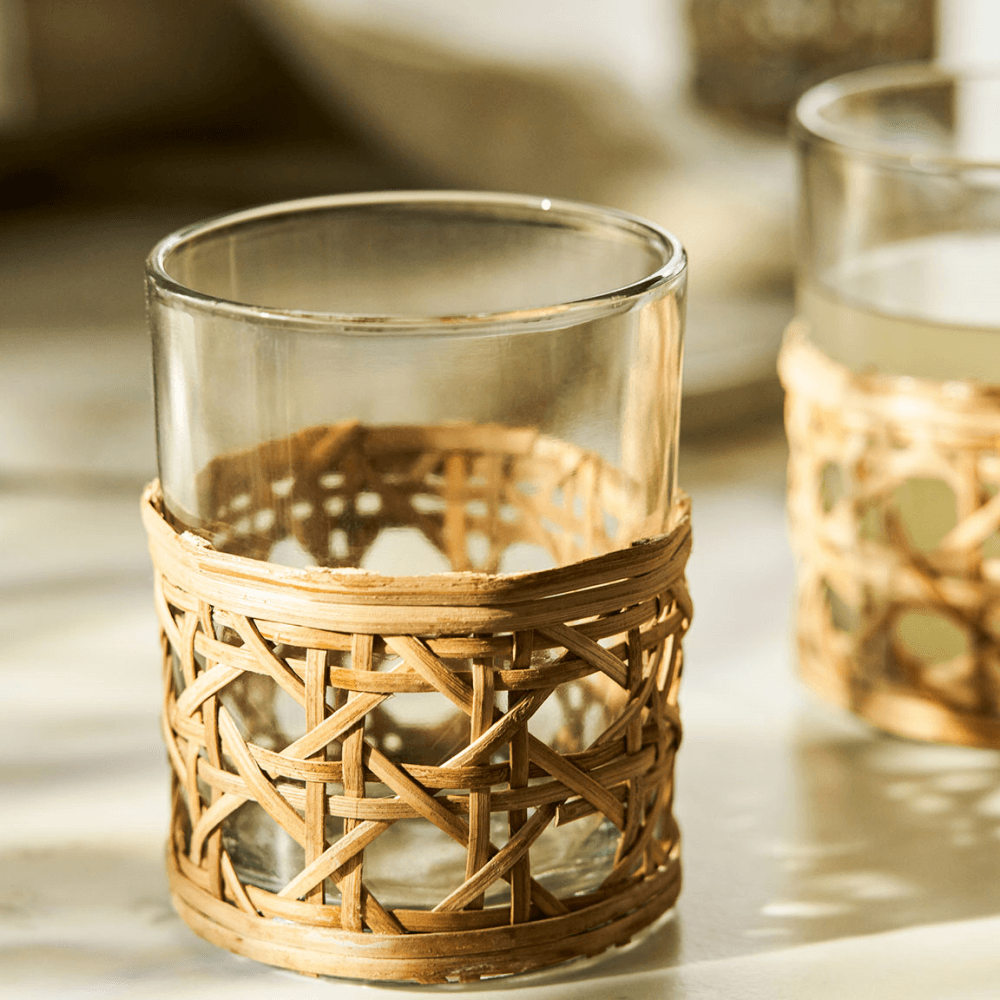 Leafield Woven Set of 4 Tumblers , Clear