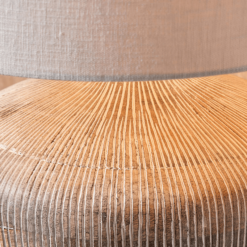 Manaia Textured Table Lamp with Linen Drum Shade, White Wash
