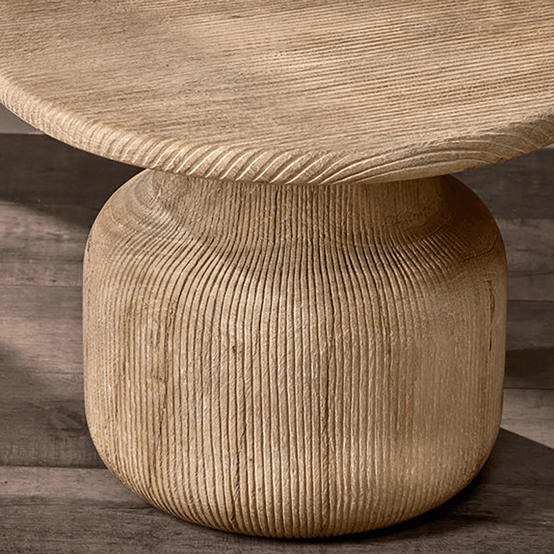 Vivan Grooved Wood Side Table, Natural