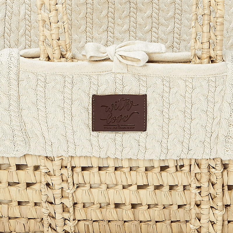 Natural Cable Knit Moses Basket and Natural Rocking Stand