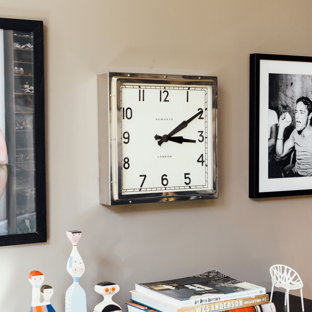 Quad Wall Clock, Polished Chrome Steel