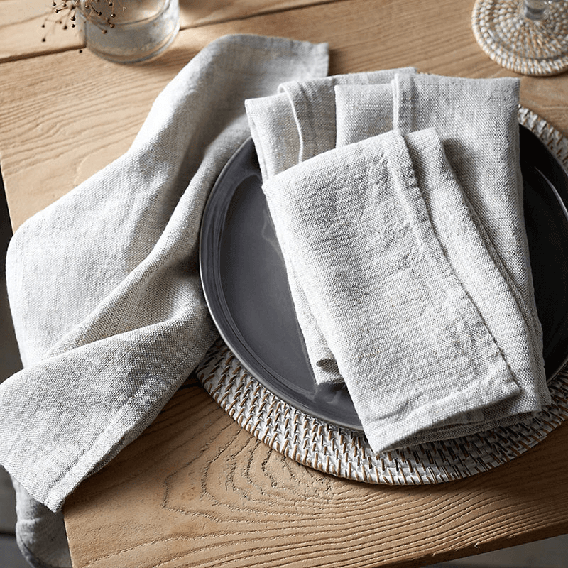 Rustic Linen Set of 4 Napkins, Natural