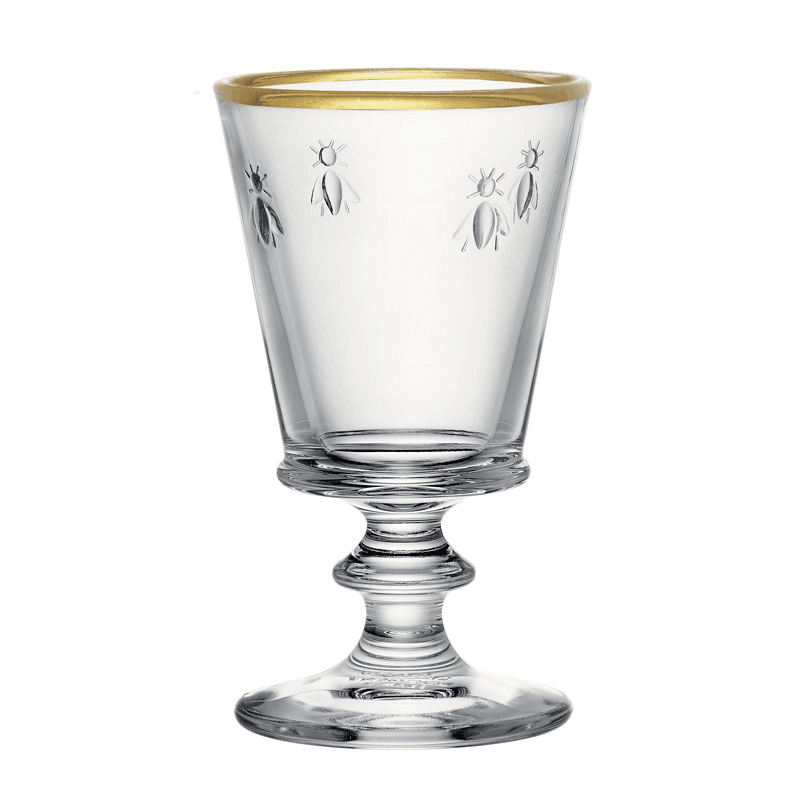Bee Set of 4 Wine Glasses, Clear with Gold Rim