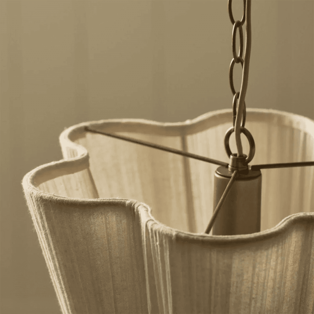 Cecile Gathered Linen Pendant, Natural