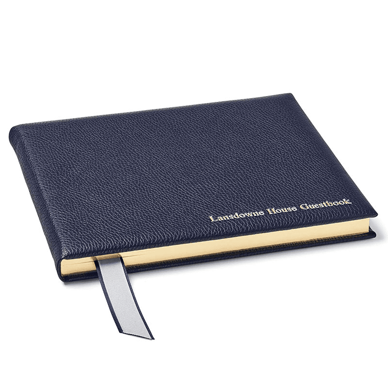 Classic Guest Bookwith A4 Plain Pages, Navy Pebble
