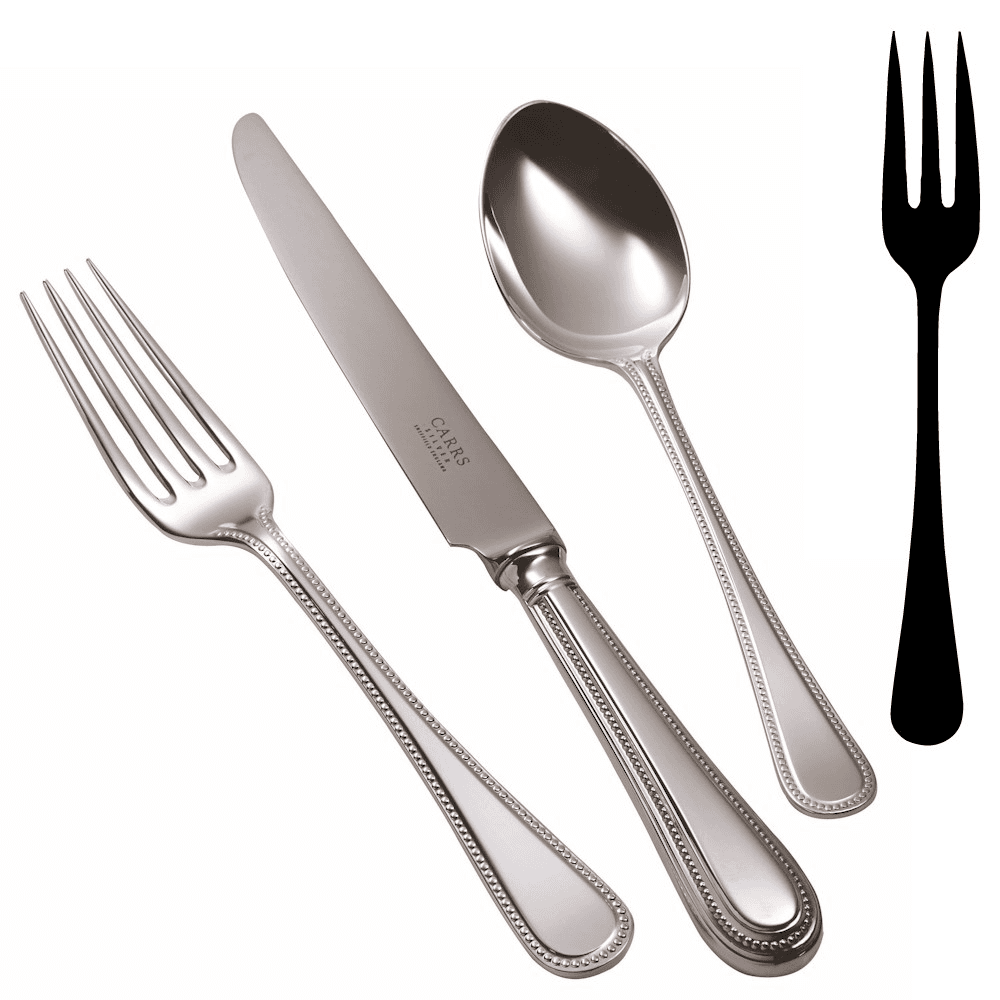 Bead Large Serving Fork, Silver Plate