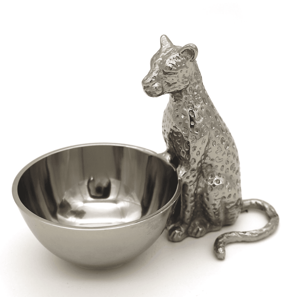 Leopard Nibbles Bowl, Silver