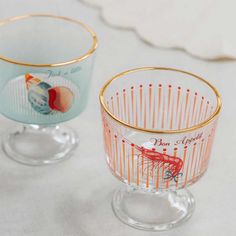 Shrimp Set of 2 Dessert Glasses, Clear